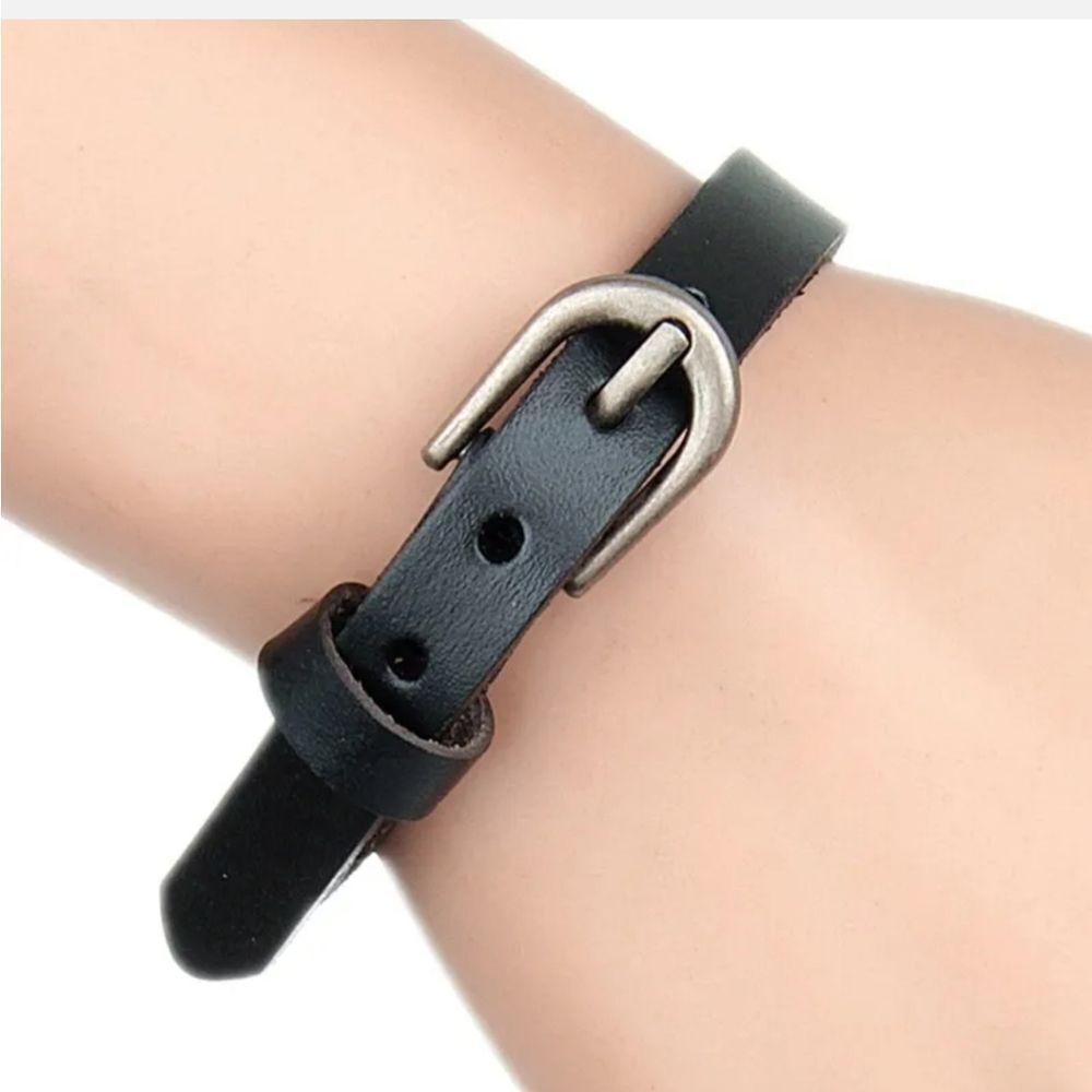 Women Wrist Strap Buckle Leather Bracelet Friendship Bracelet Punk Bangle US